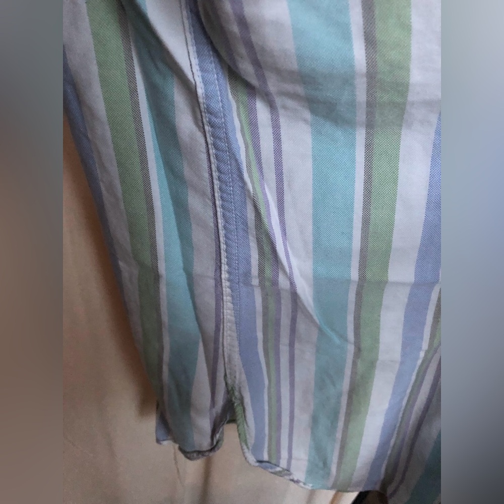 LL Bean Striped Colorful Summer Pastel Striped Shirt Short Sleeve - Picture 3 of 10